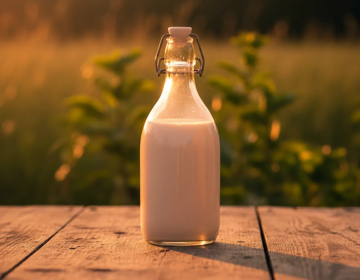 Glass bottle of Raw Goat Milk