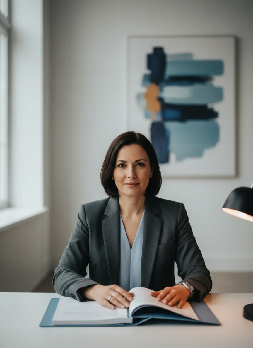 Compassionate advocate working at desk, helping consumers