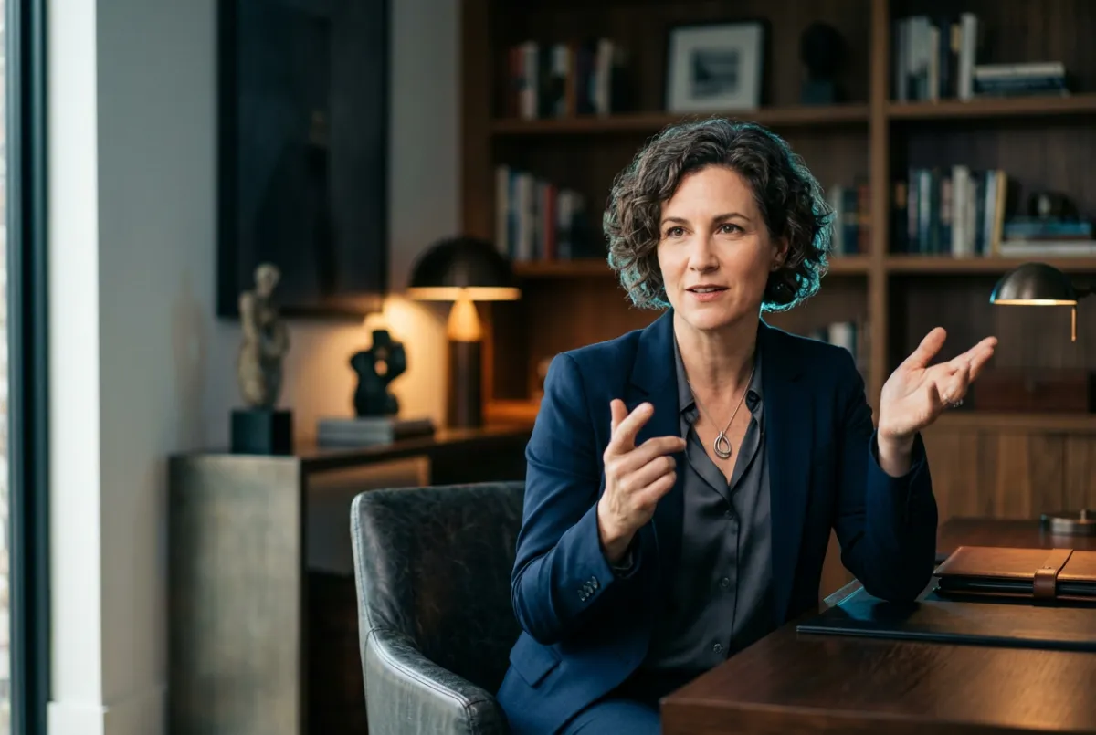 Executive consultant conducting a high-impact advisory strategy session