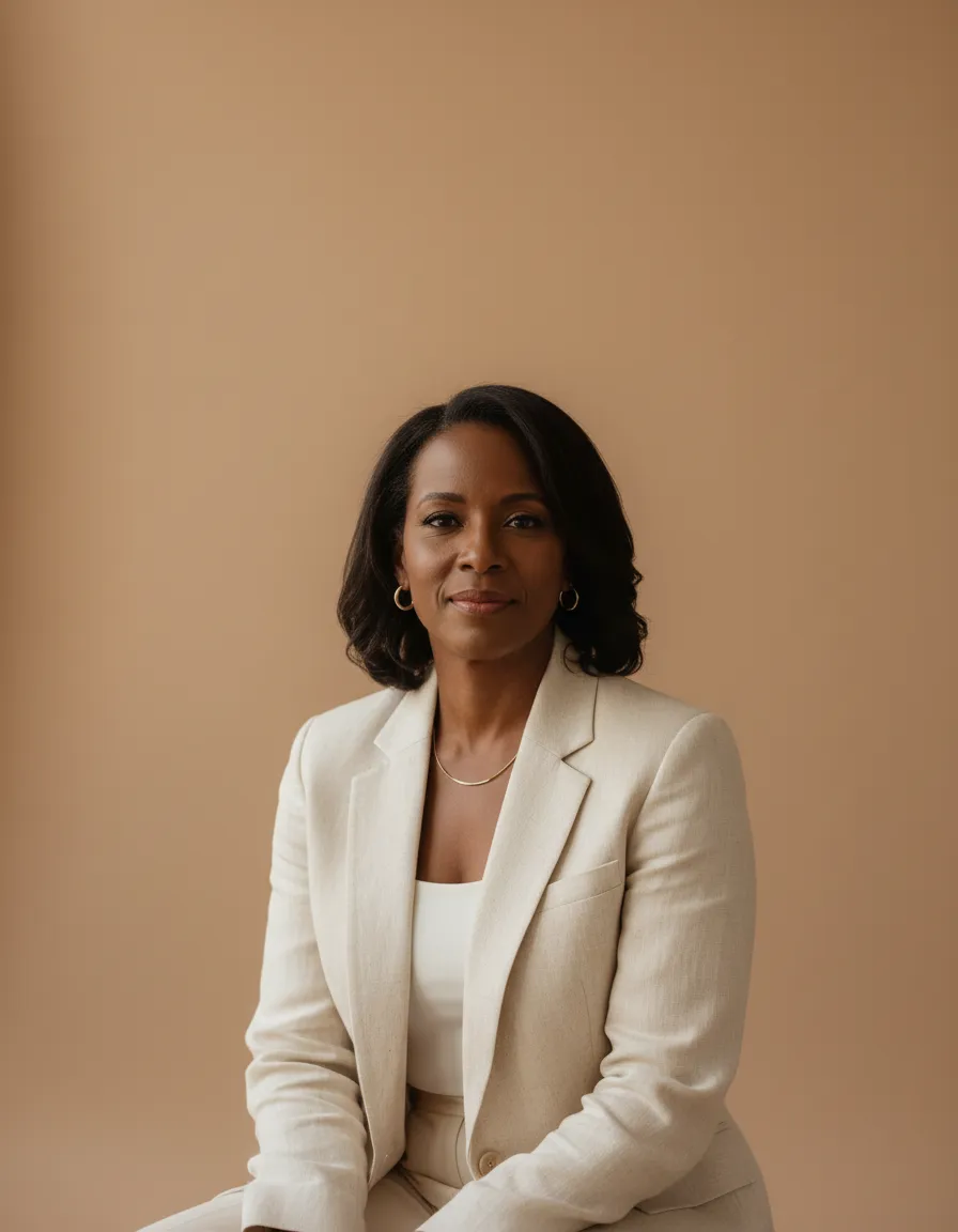 Professional portrait of executive coach Katrina M. Mitchell in a minimalist setting