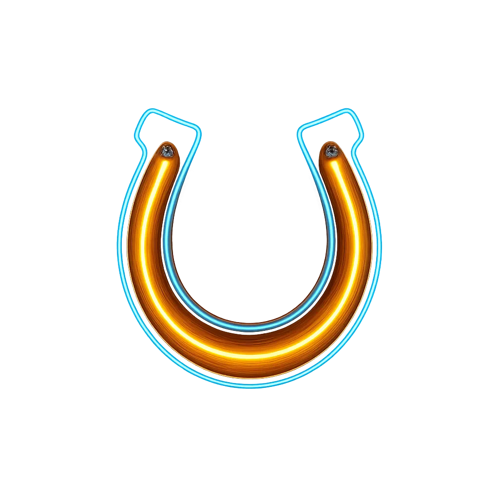 Glowing neon horseshoe graphic