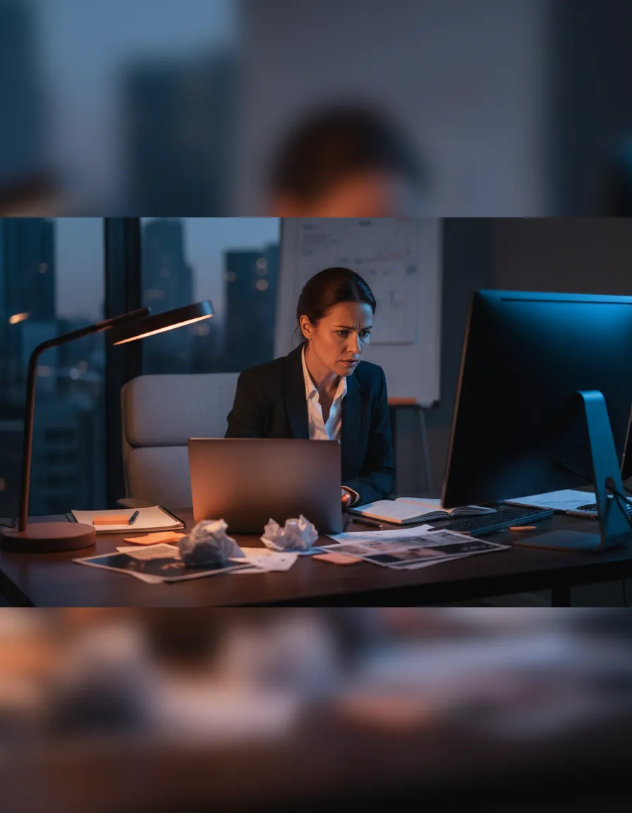 Stressed business owner managing marketing budget