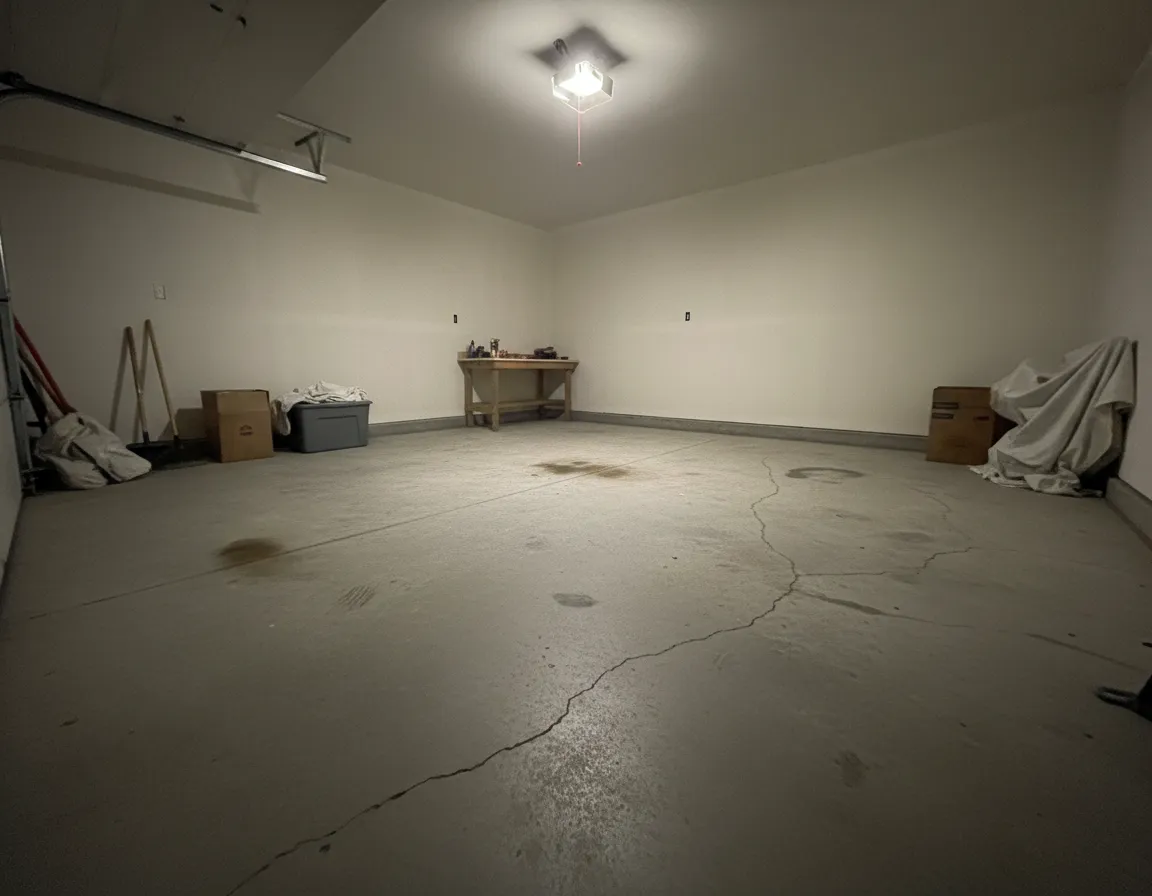 Bare concrete garage before coating