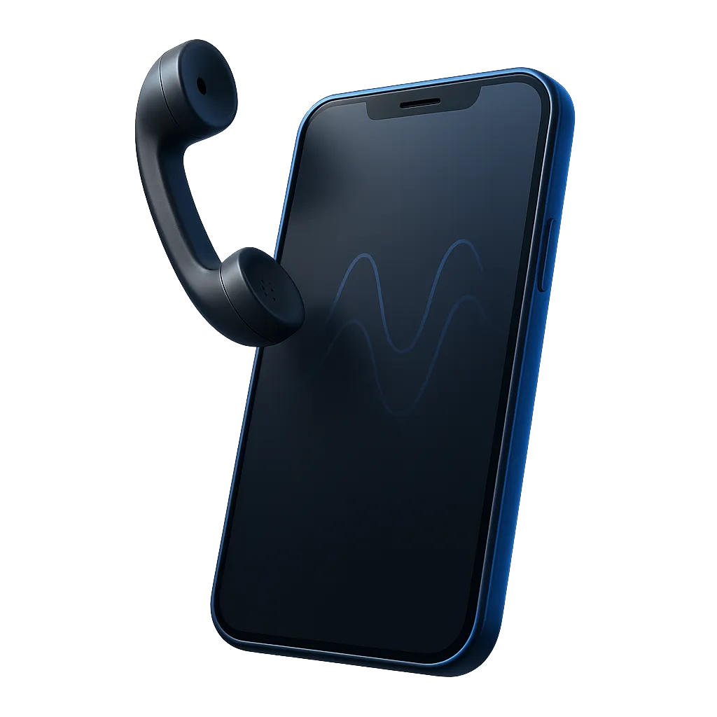 Massive 3D styled phone icon representing CallPilot AI in action