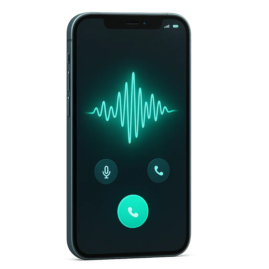 Active Call Simulator floating UI visualizing the AI receptionist managing a call