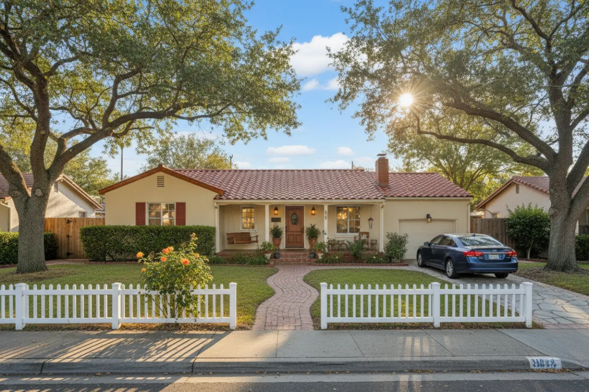 Technician cleaning gutters on a residential house in Northwest Arkansas
