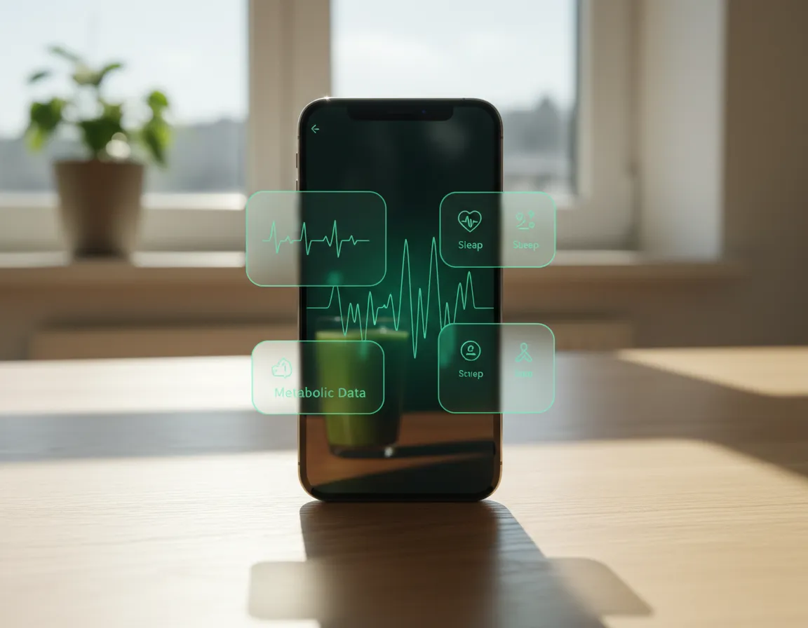 AI app dashboard showing metabolic tracking