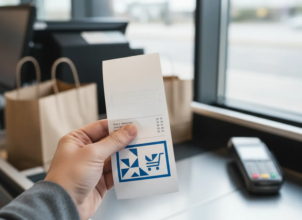 Local business coupon printed on a grocery store receipt