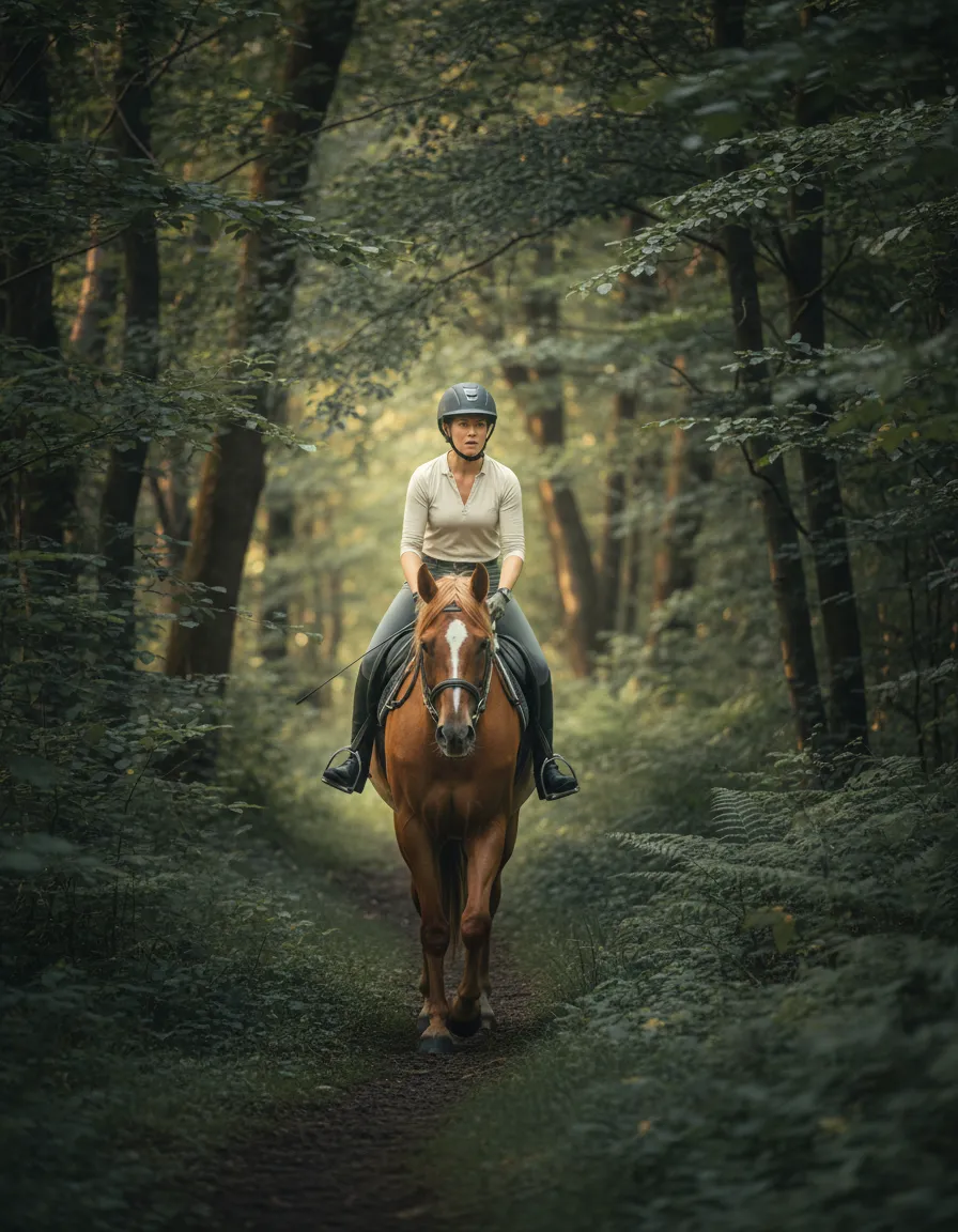 Pleasure rider looking anxious on a trail, reflecting the disconnect