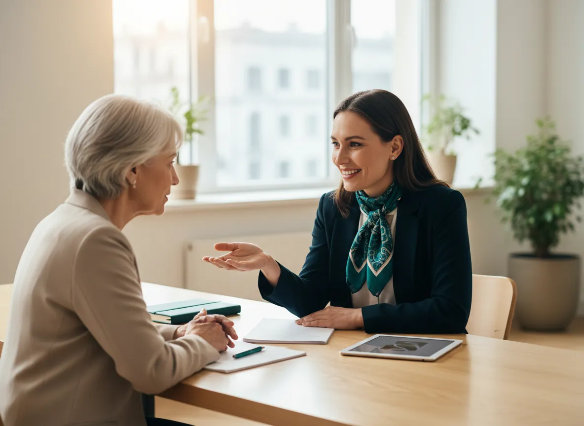 Independent Medicare agent reviewing options with client