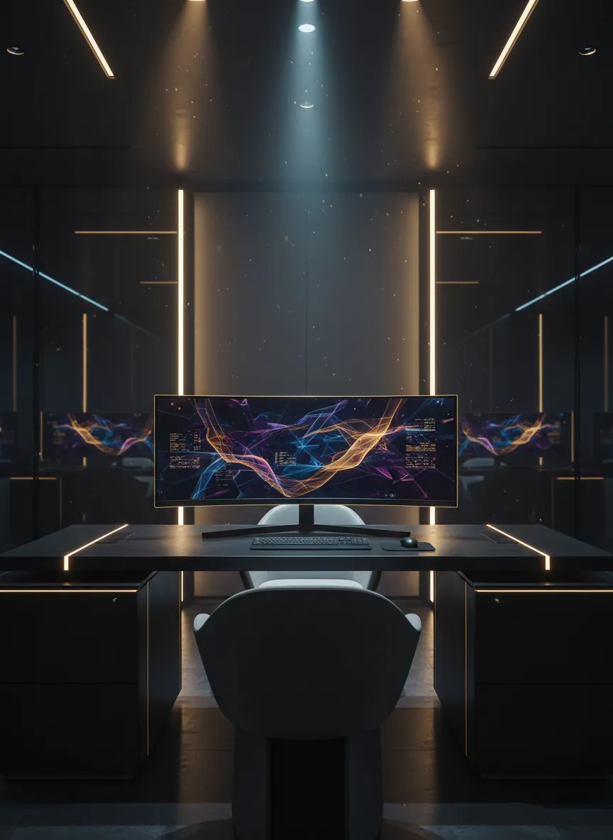 Sleek modern workspace representing professional AI infrastructure