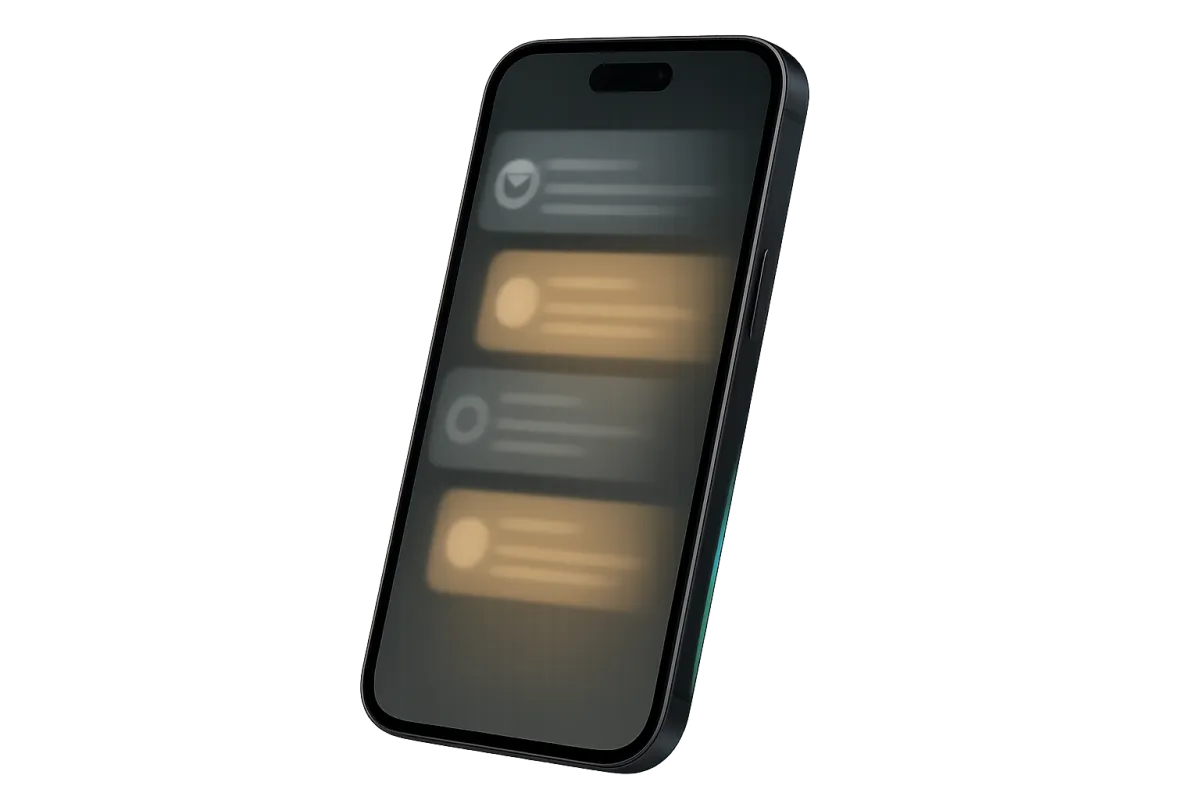 Blurred Smartphone with Unread Emails