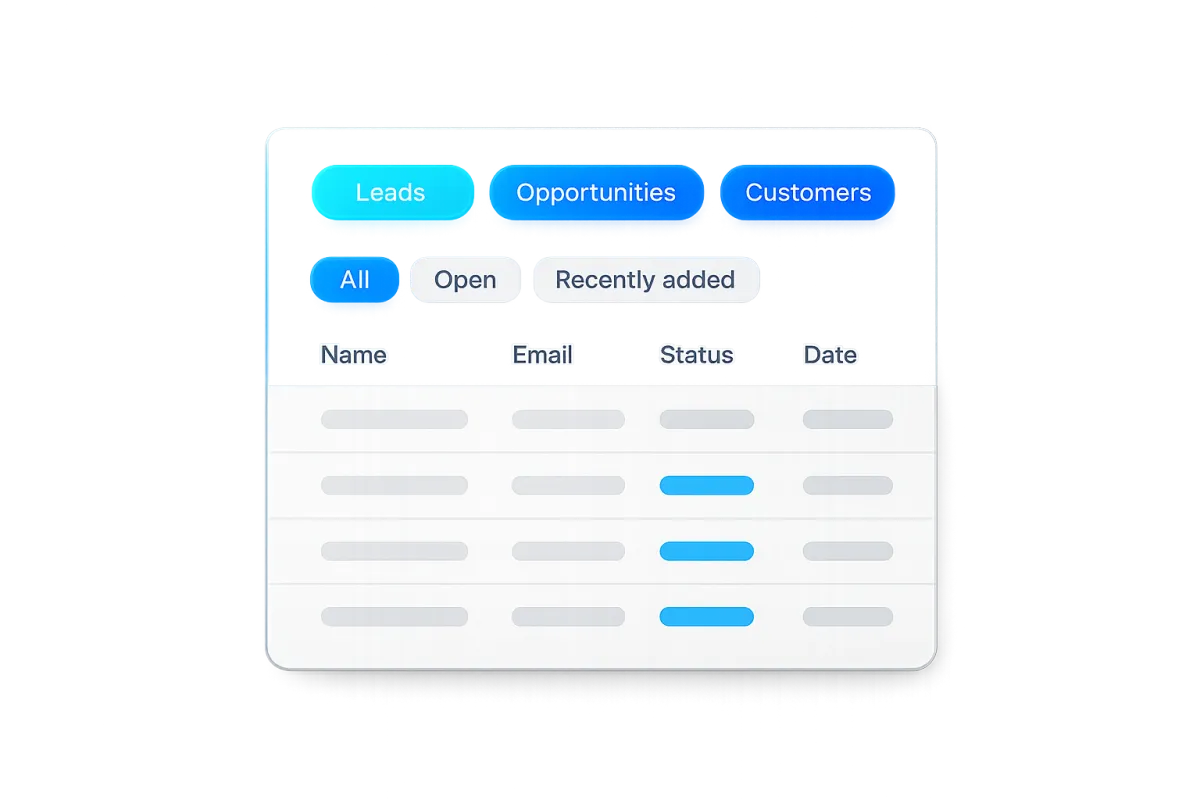 Crisp Custom CRM Dashboard with Teal Tags
