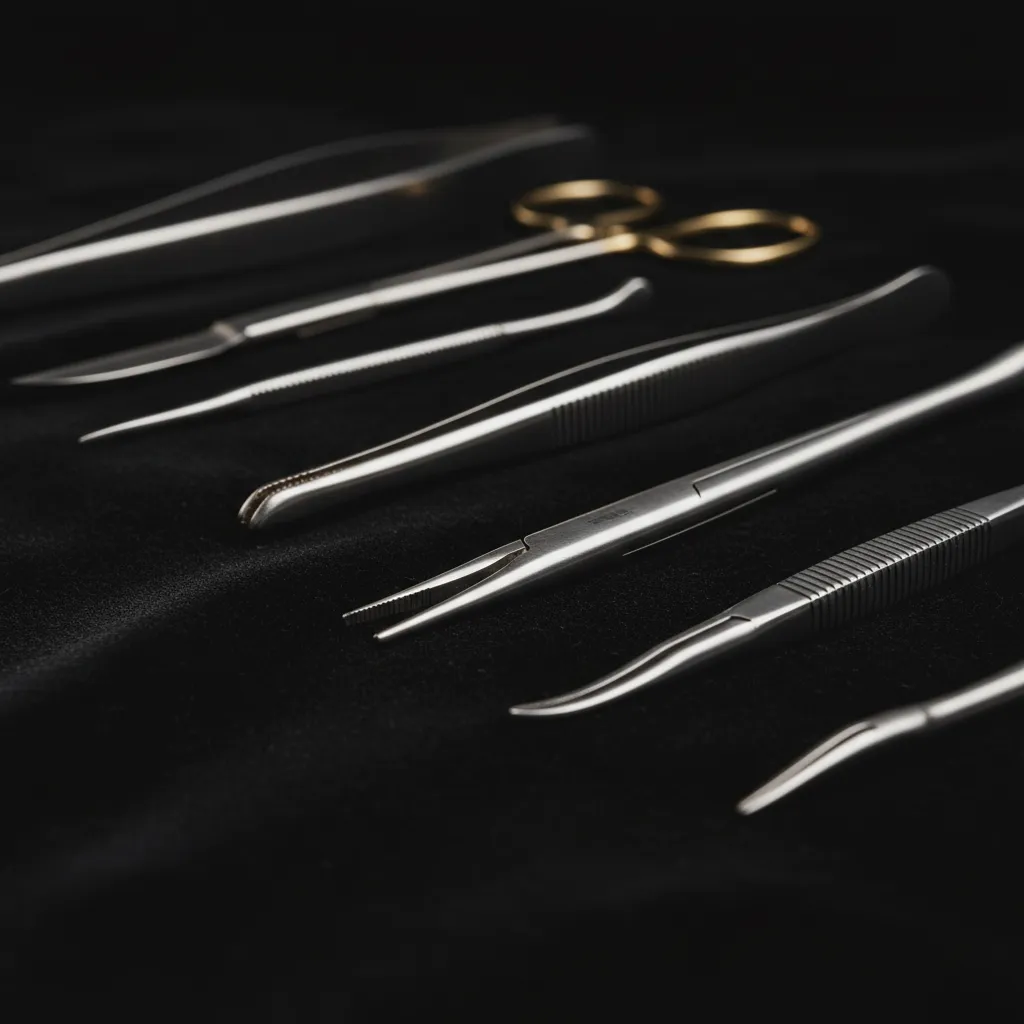 Desaturated, abstract luxury medical texture representing surgical precision