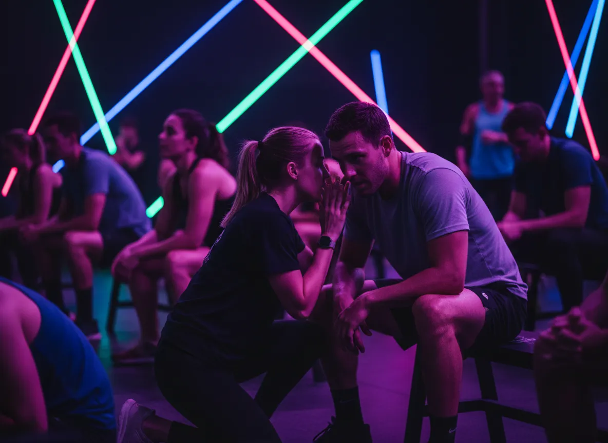 Instructor interacting with athlete in the crowd