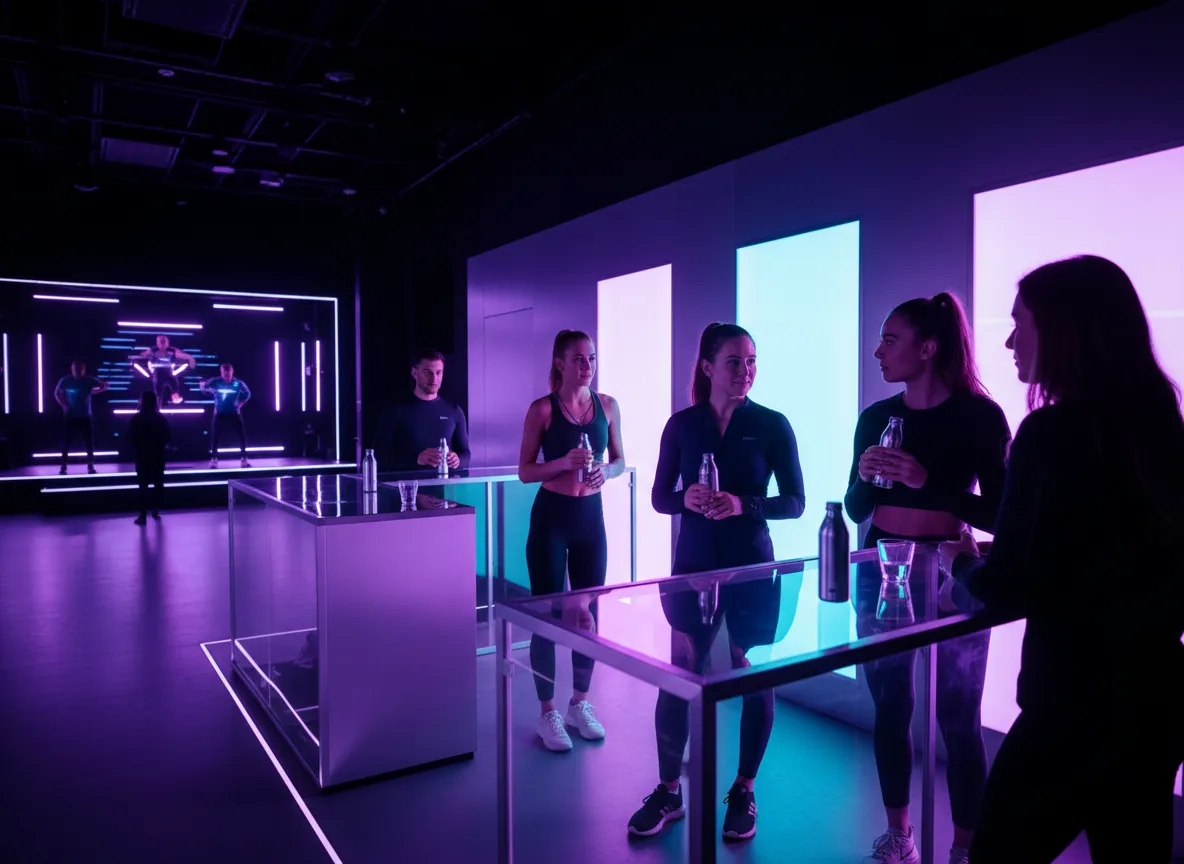 Brand integrated into FitRave event environment with signage and interaction