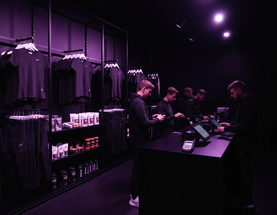 Merchandise sales at a fitness event