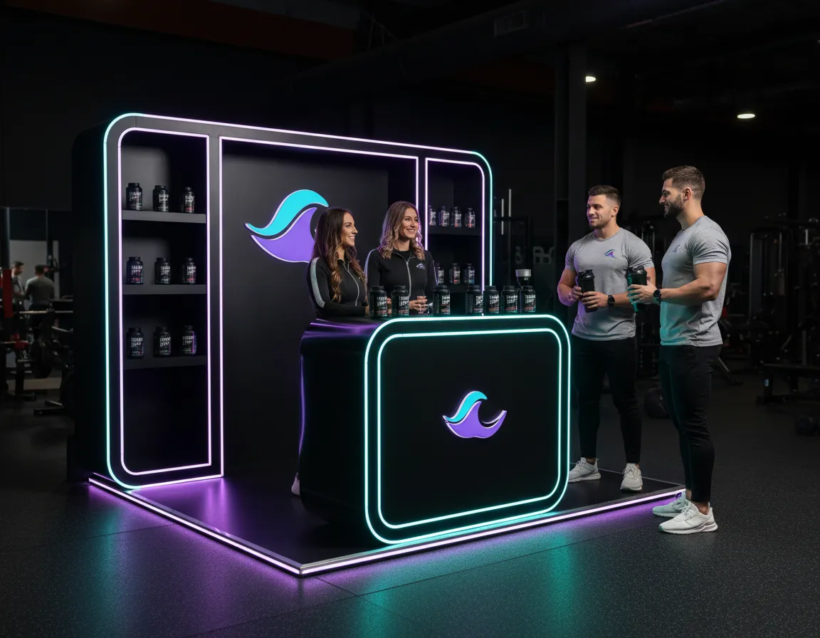 Brand booth activation with people engaging