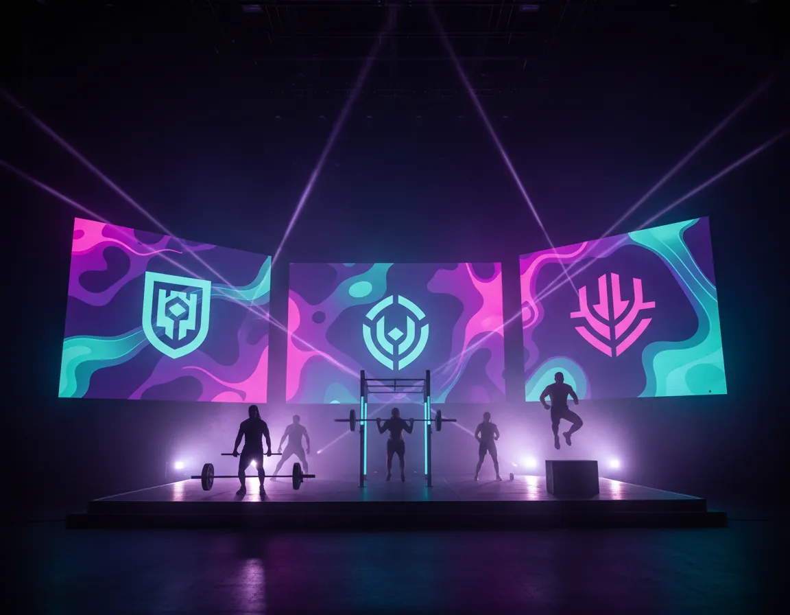 LED screens showcasing brand logo during workout