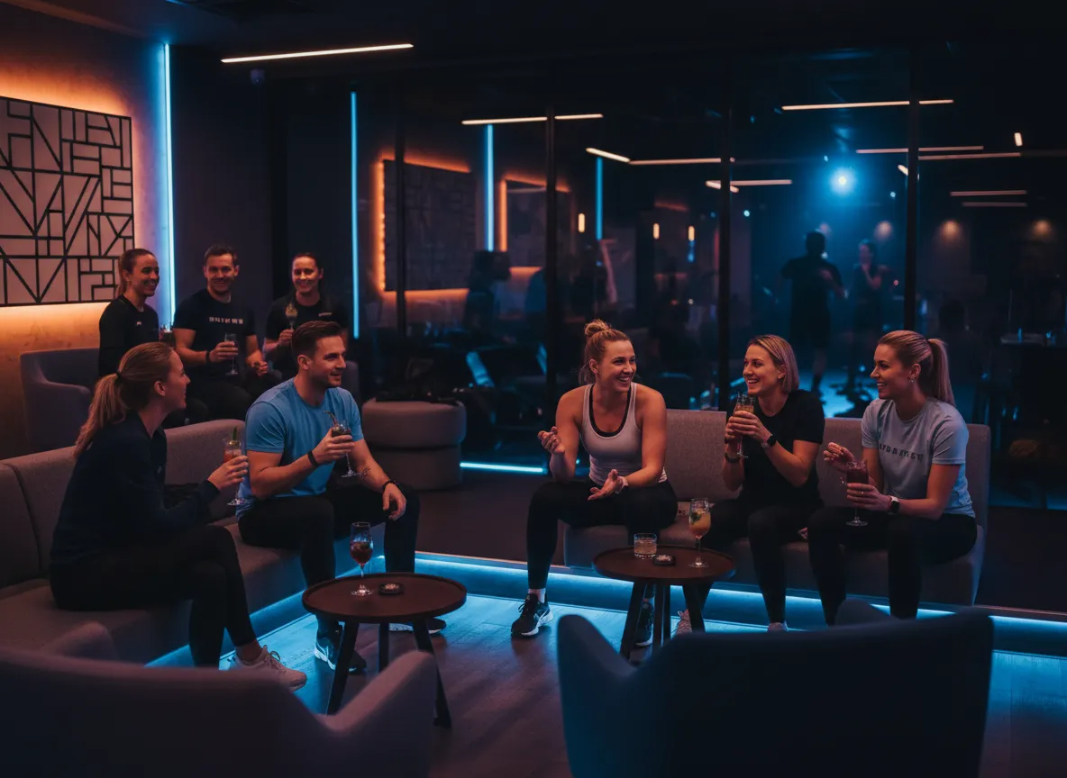 Community members and trainers networking at FitRave