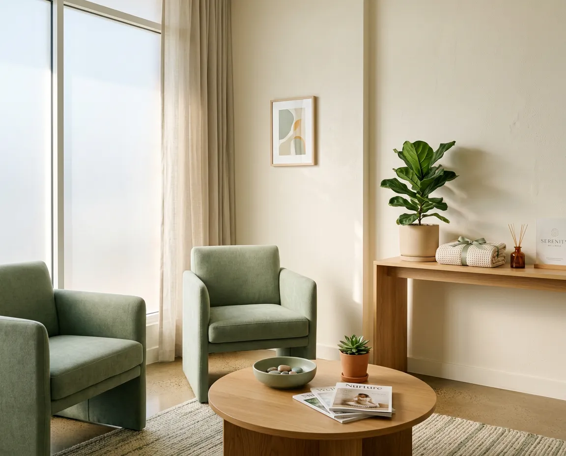 Warm and tranquil reception lounge at Demo Clinic Davao