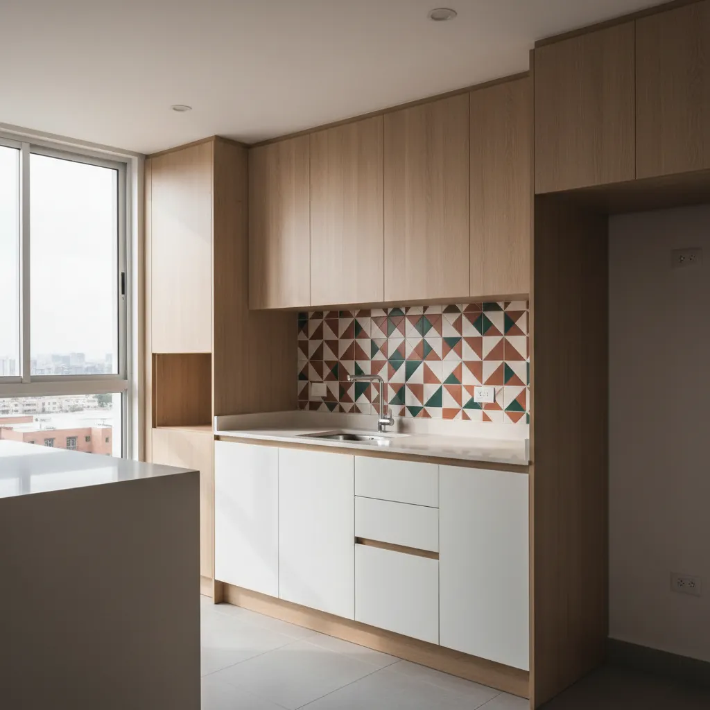 Cocina moderna remodelada con productos Decoraflex en Bogotá