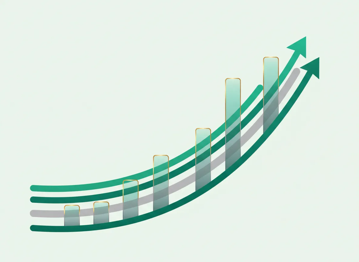 Abstract financial growth graphic with clean lines and gradient