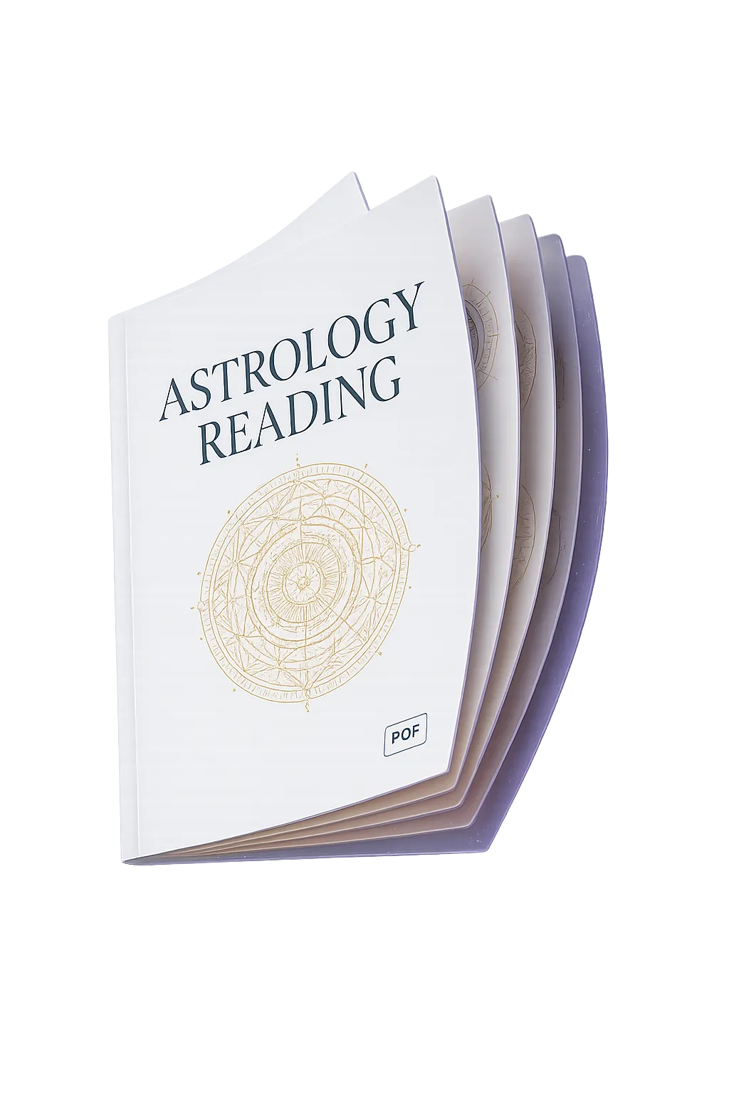 Luxury digital cosmic reading manuscript PDF book mockup on mystical celestial background