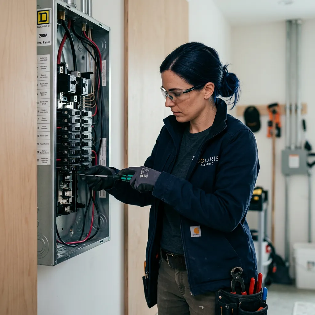 Trade specialist engineer working on technical home service equipment on location