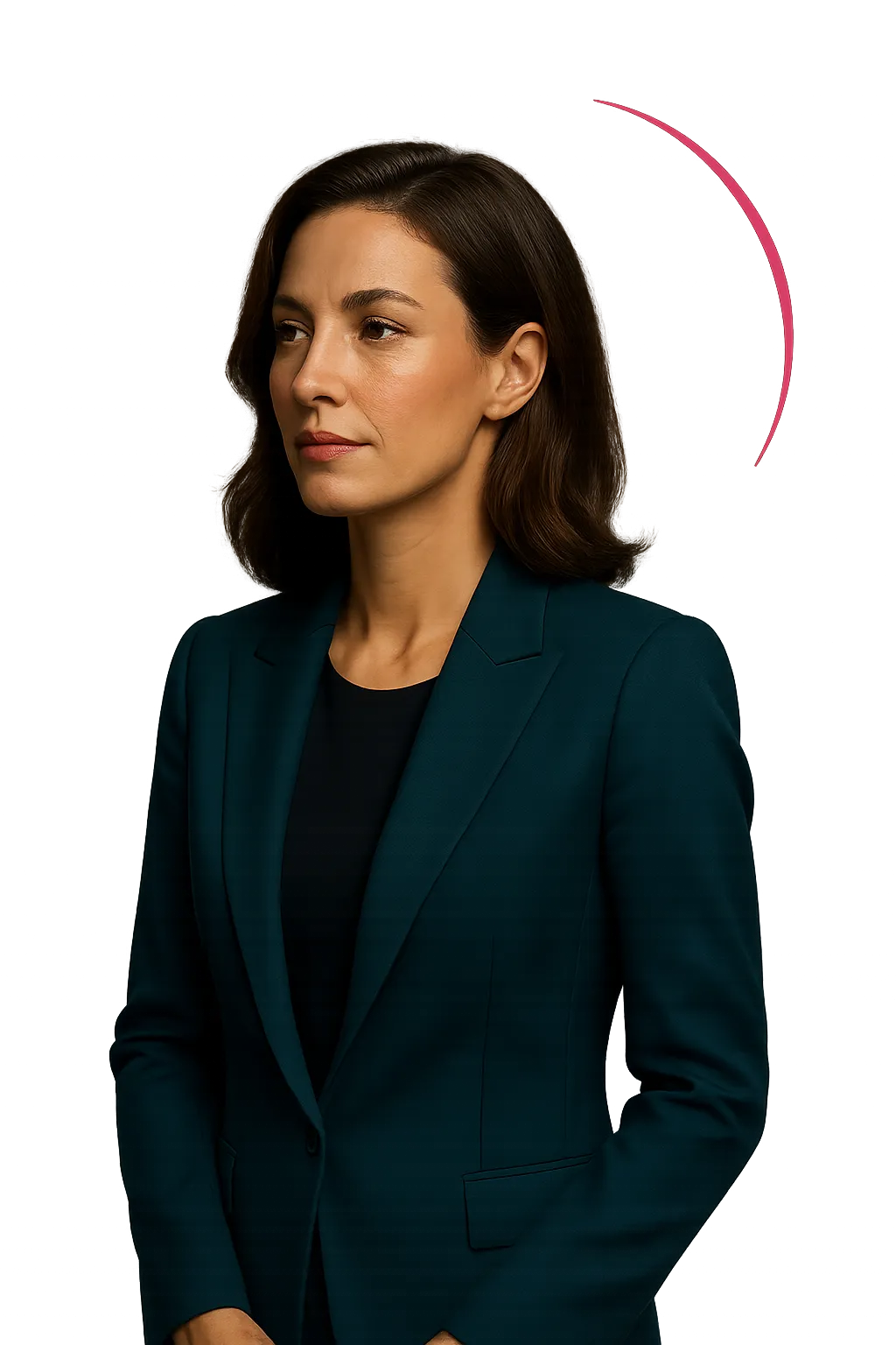 Thoughtful, elegant professional woman looking left