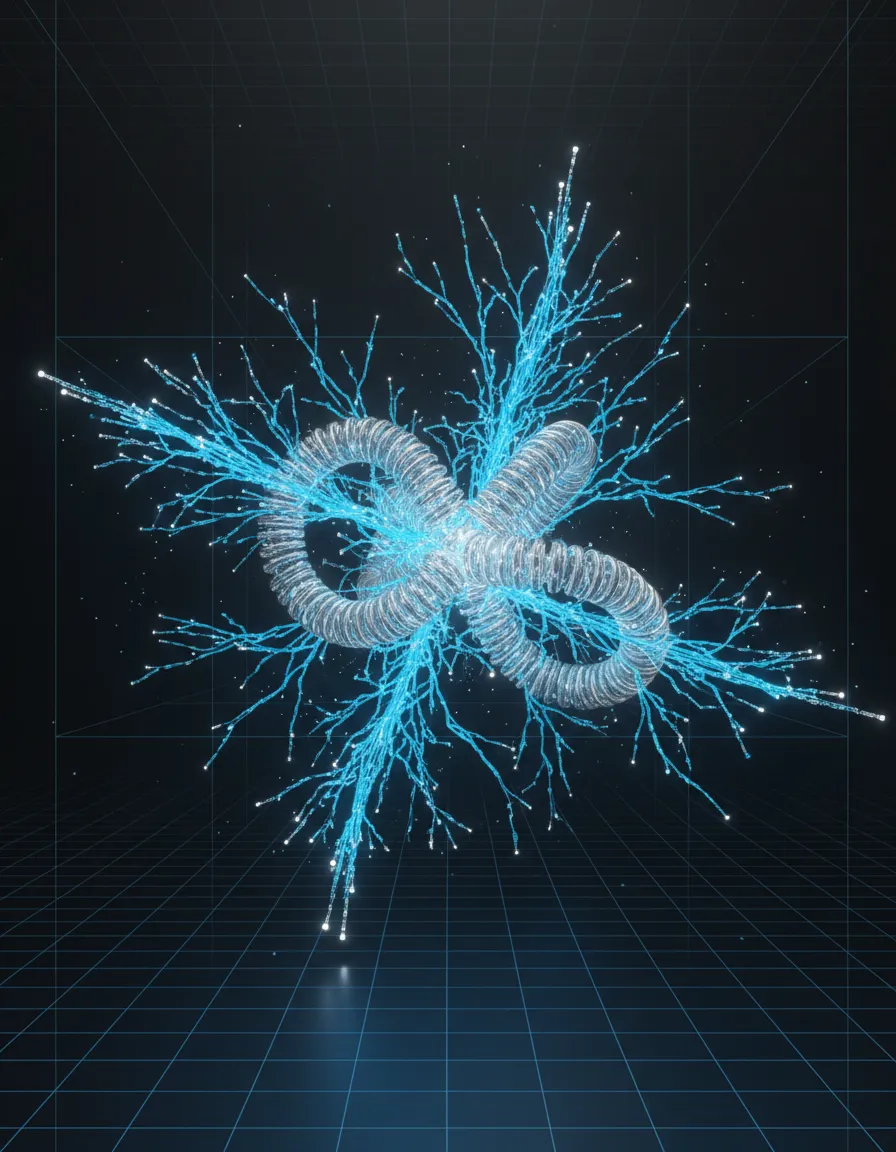Glowing blue digital networks representing chaotic workload