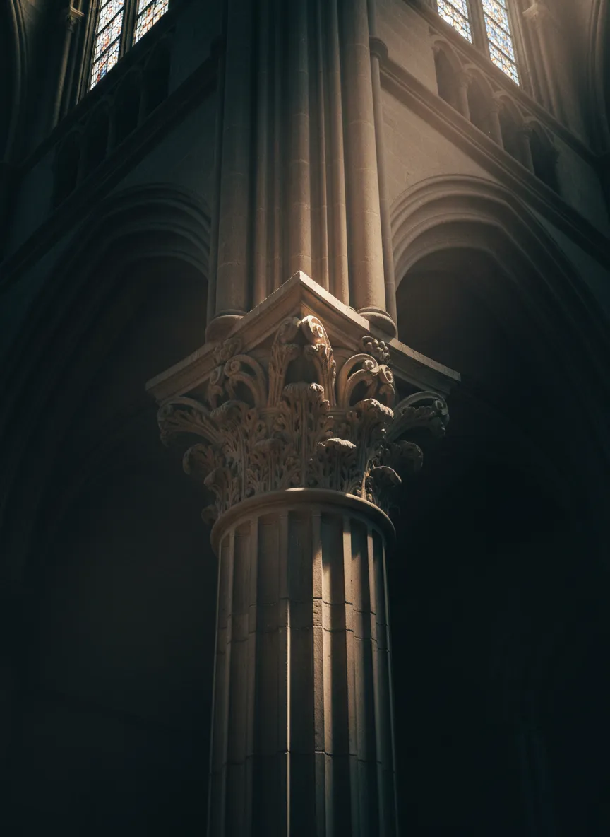 Architectural detail of a Catholic Cathedral representing strong foundations