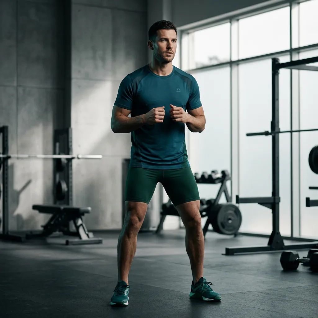 Dedicated athlete training inside a modern minimalist fitness facility