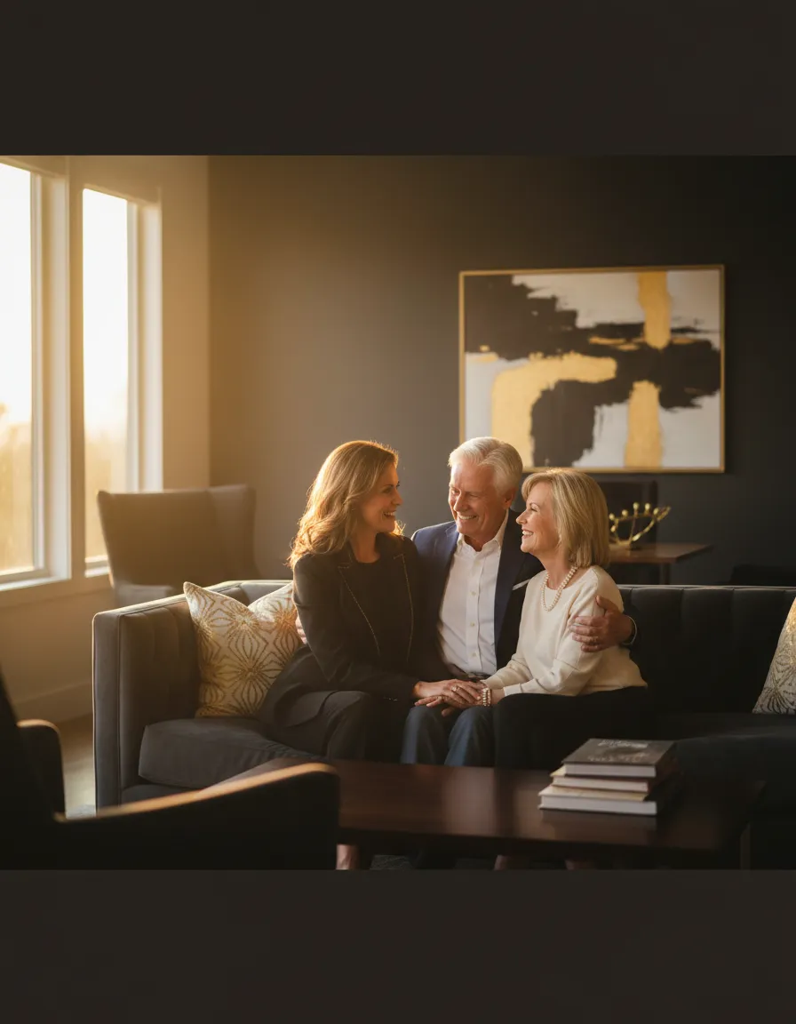 Financial advisor meeting with a senior couple in their home