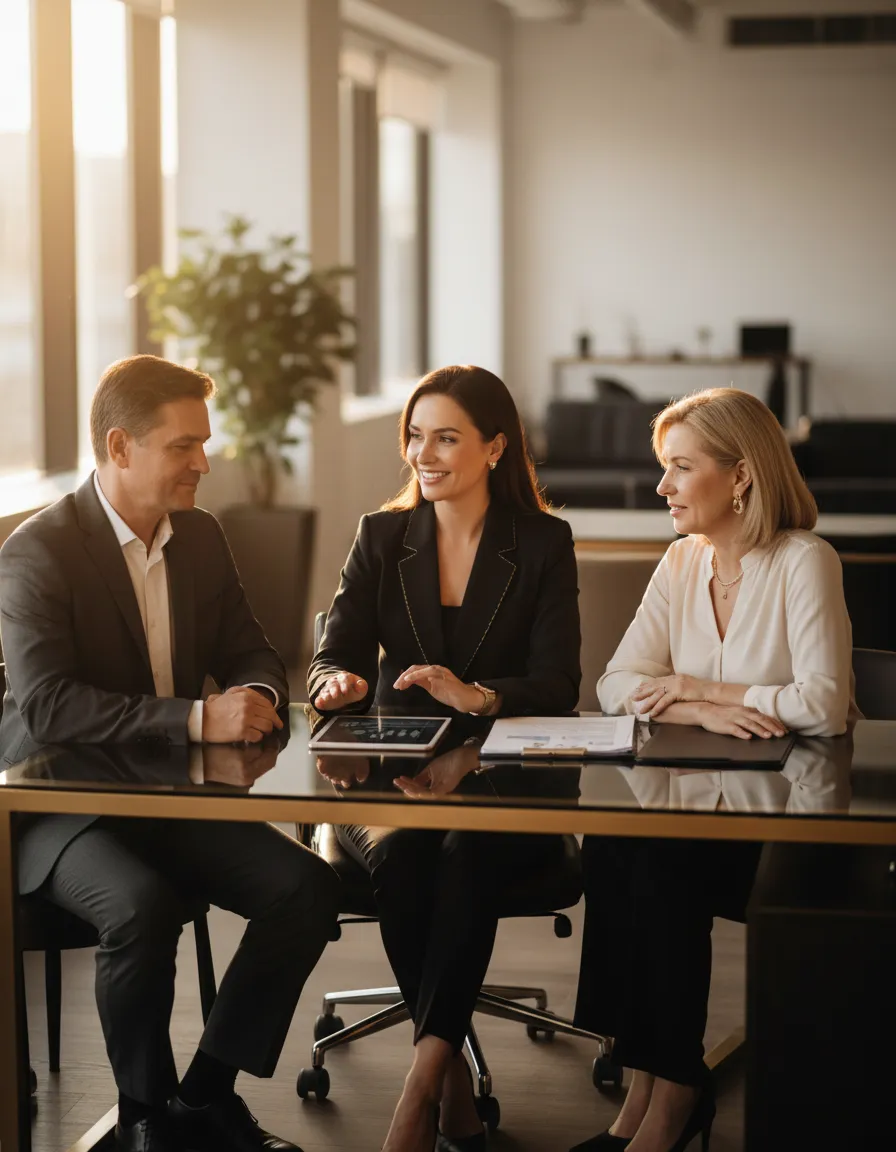 Financial advisor in a one-on-one retirement consultation with clients