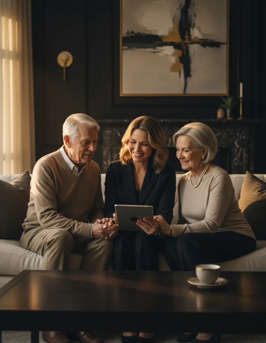 Financial advisor providing funeral planning guidance to a senior couple