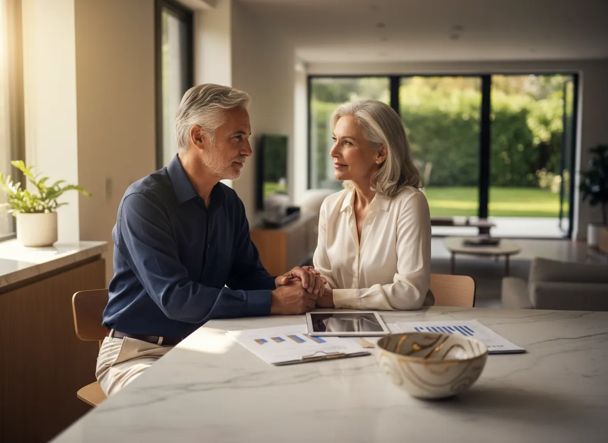 Relaxed retired couple enjoying time together outdoors