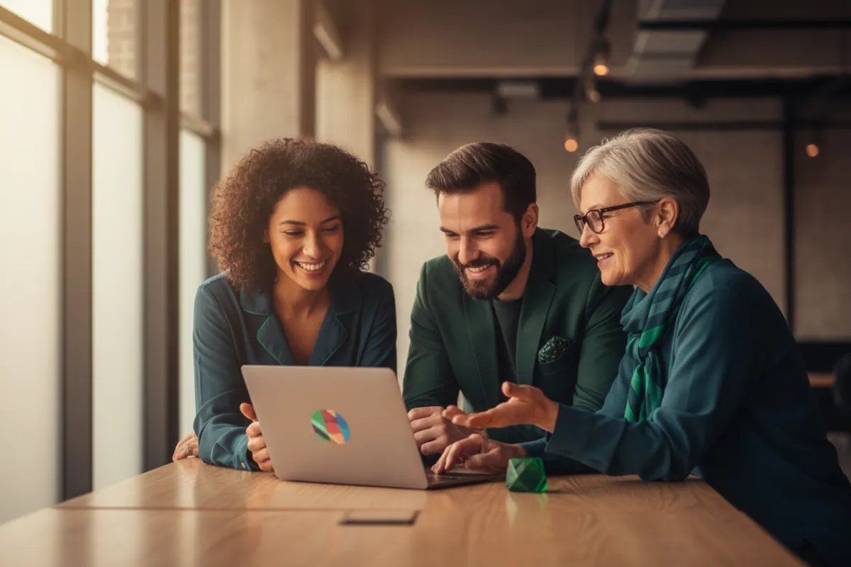 Group of people looking at a laptop