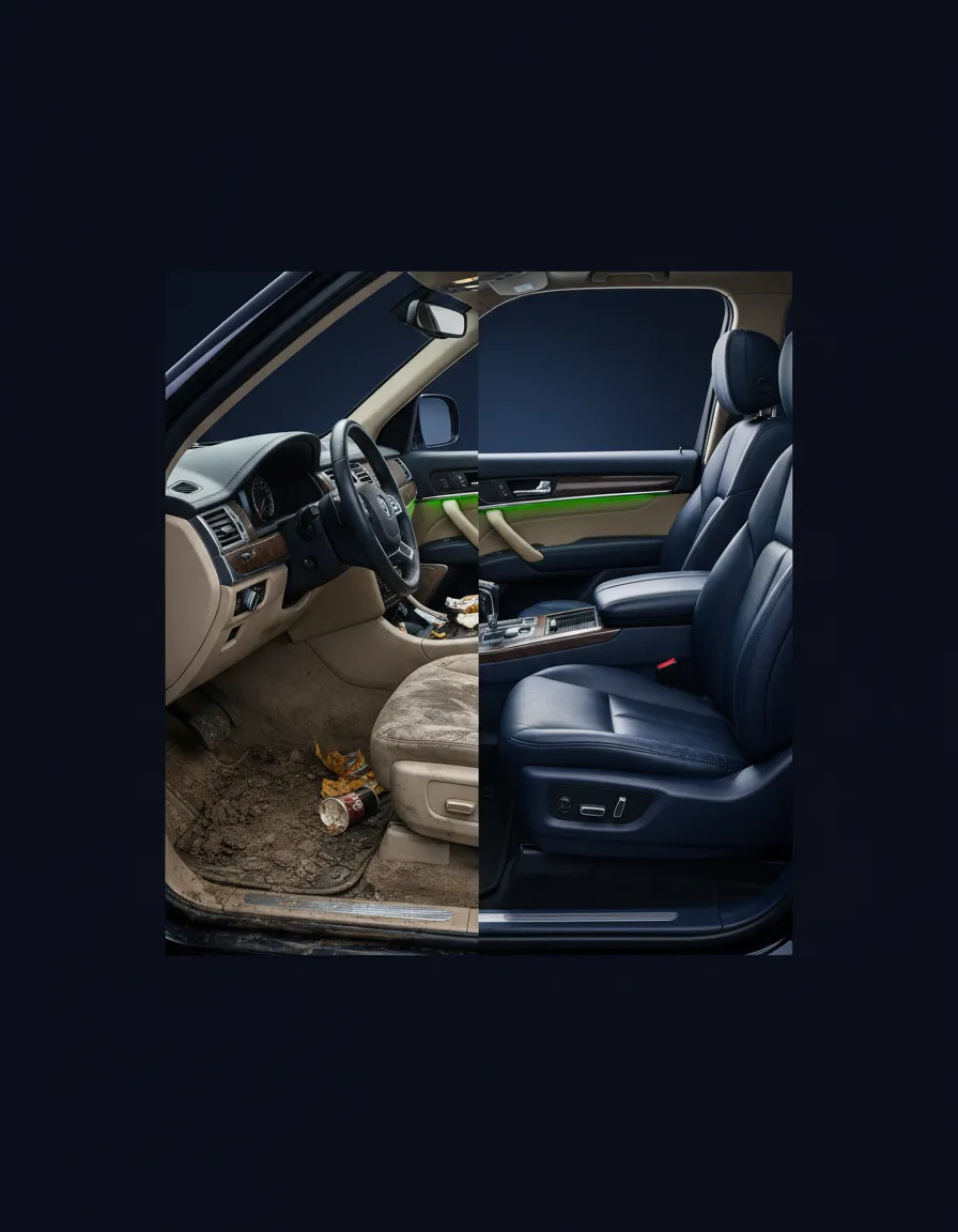 Before and after interior detailing