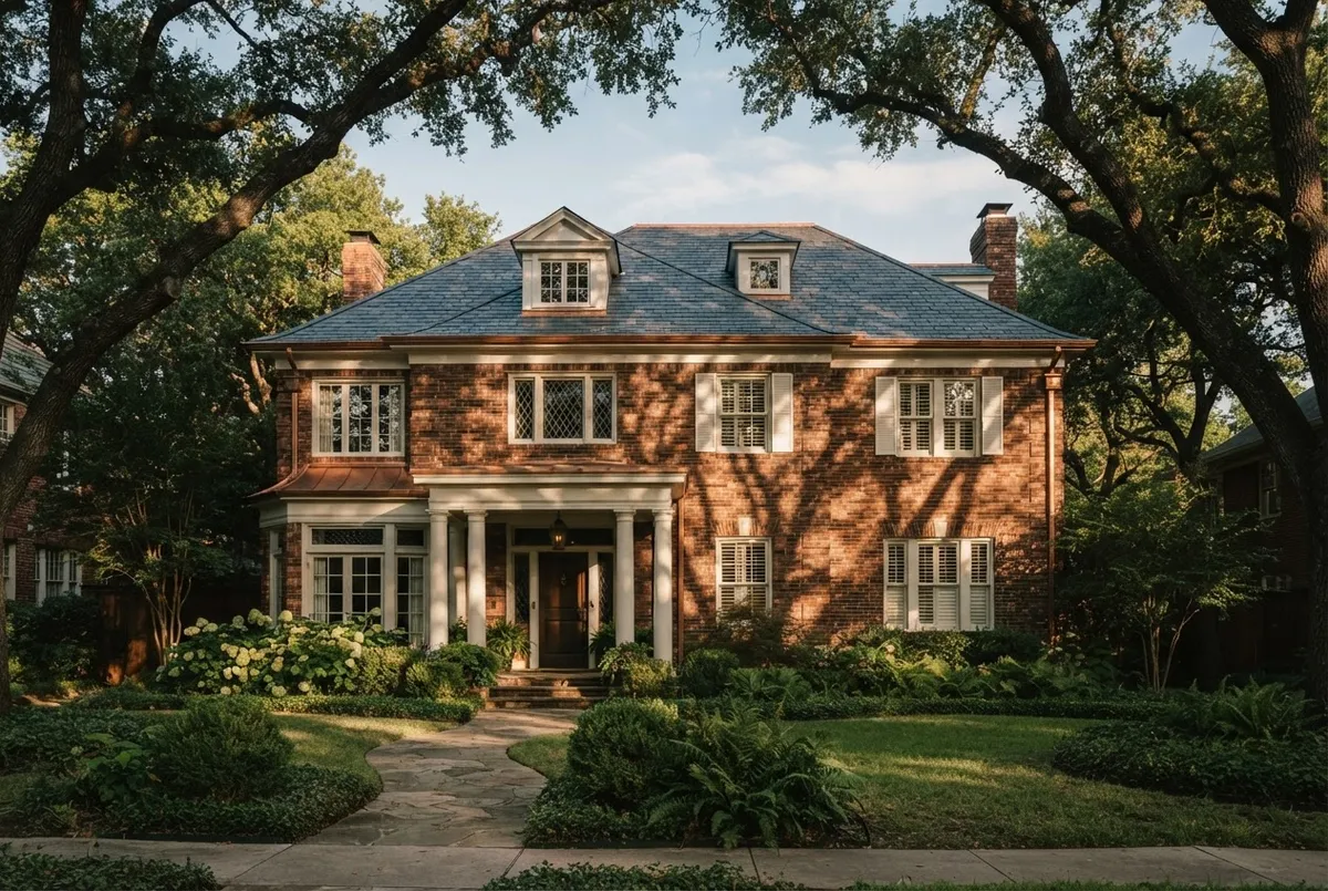 Timeless architectural facade of an inherited Dallas estate property
