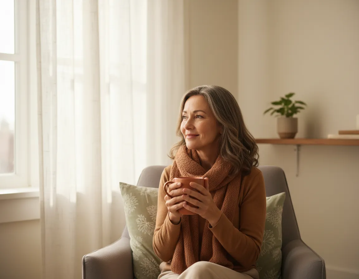 A quiet, validating moment of reflection in natural light