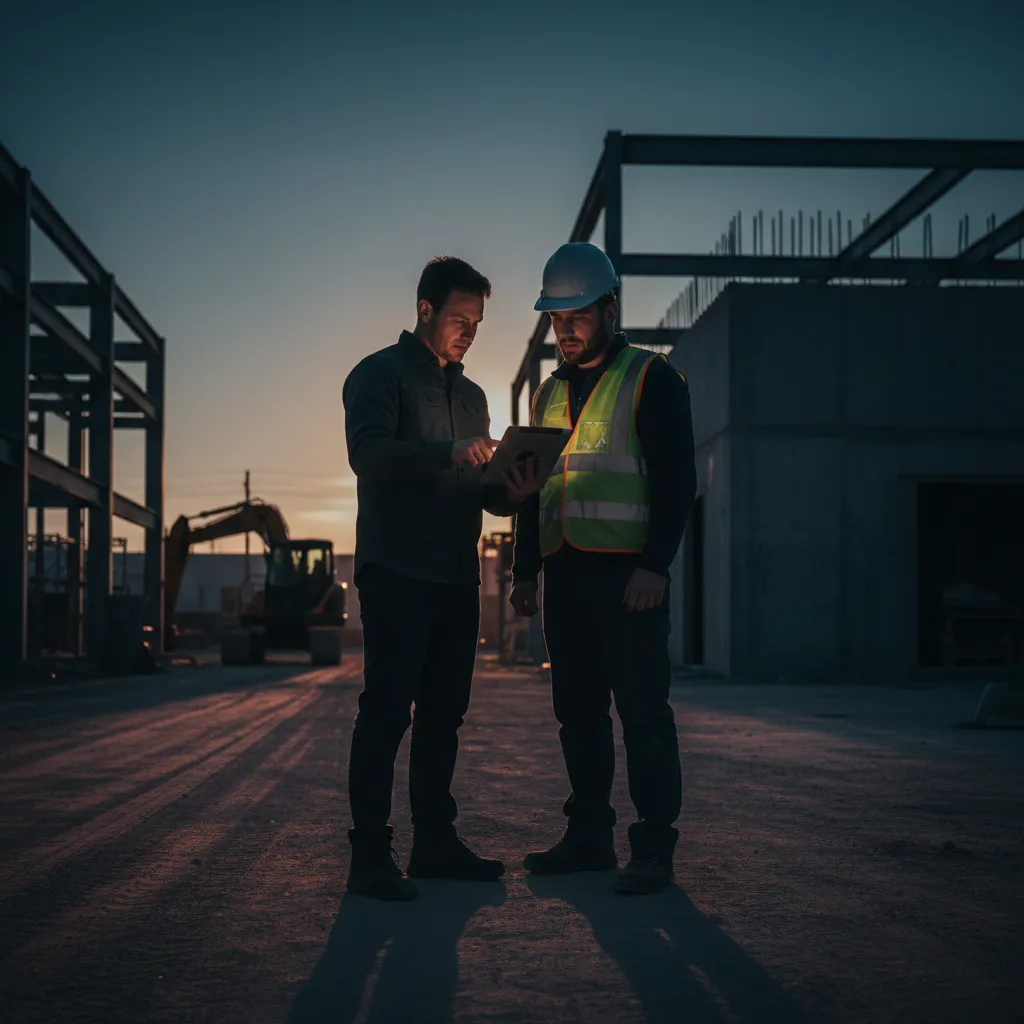 Lead consultant reviewing plans in a bright studio
