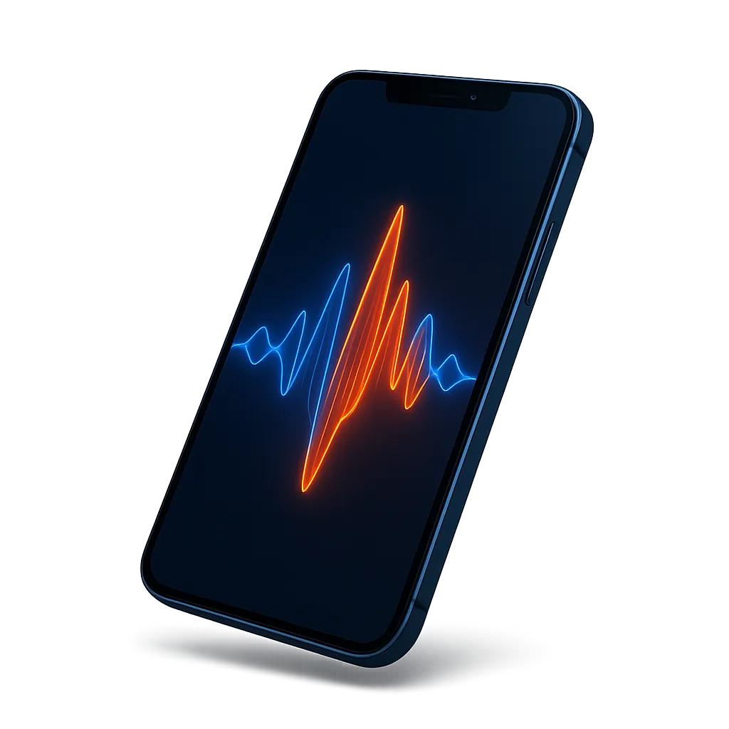 Modern 3D phone and voice wave graphic representing live AI agent