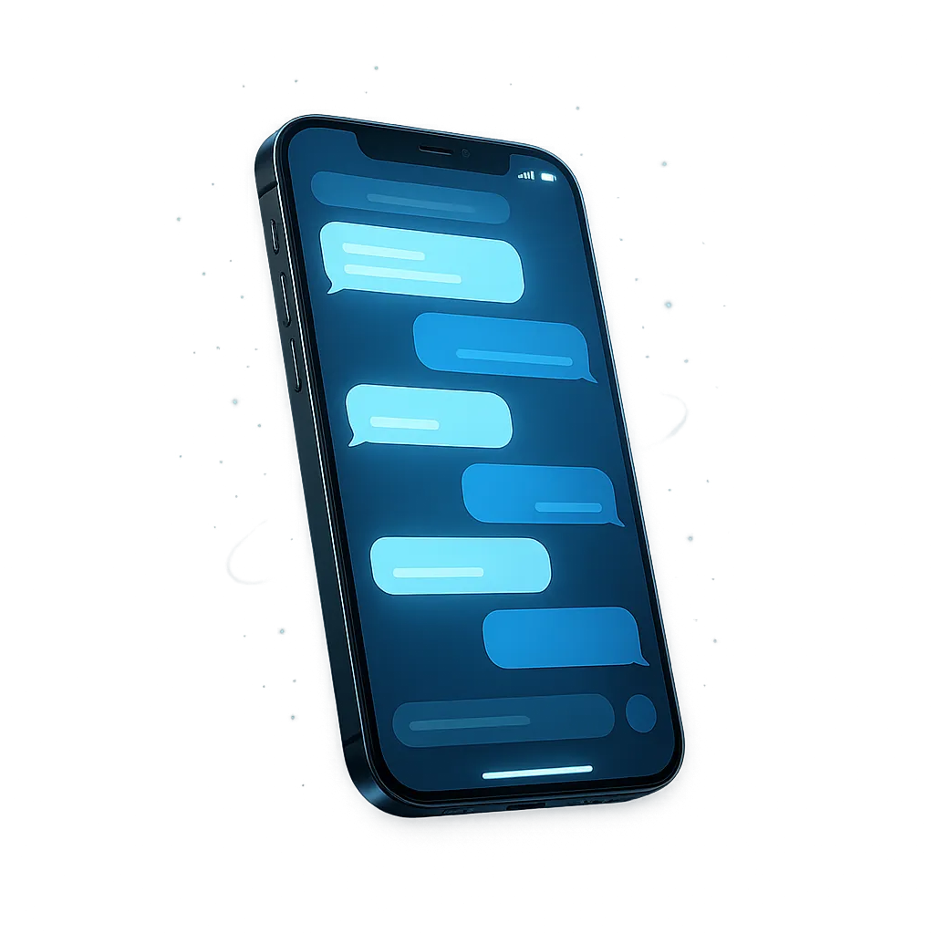 Sleek modern smartphone glowing interface with AI automation
