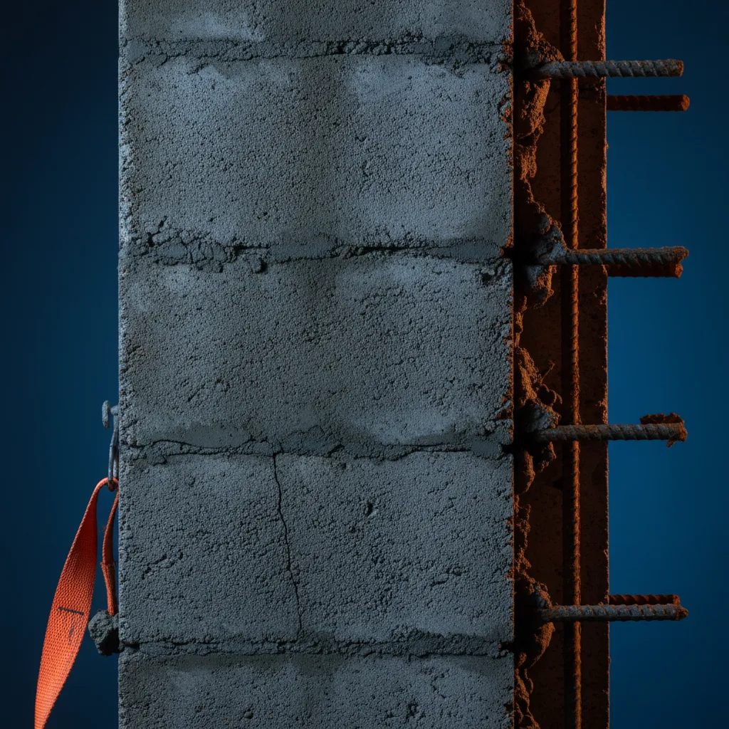 Structurally reinforced concrete wall prepared for extreme freeze-thaw cycles
