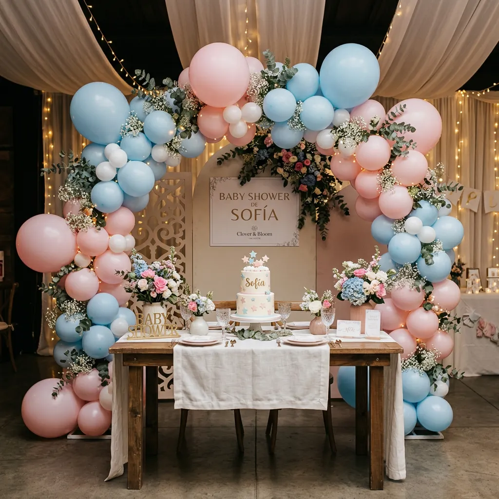 Ambientación tierna y dulce para recepción de baby shower