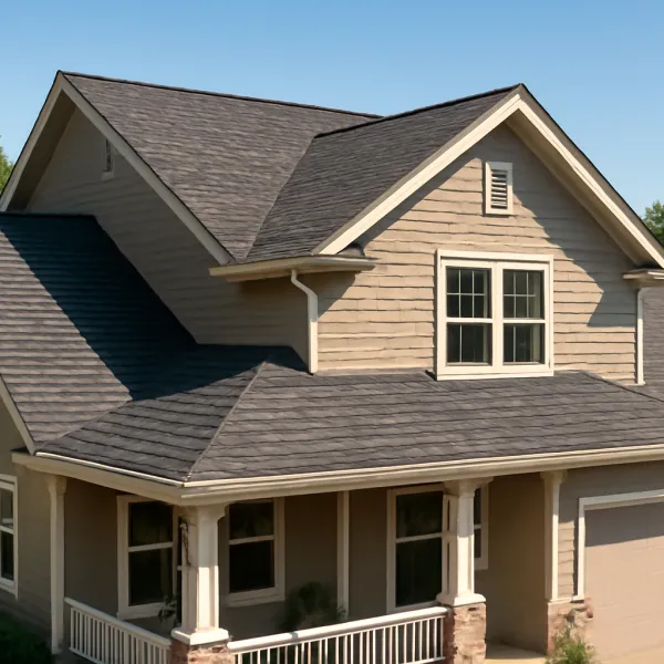 House with reflective roofing