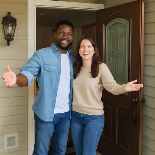 Couple in doorway