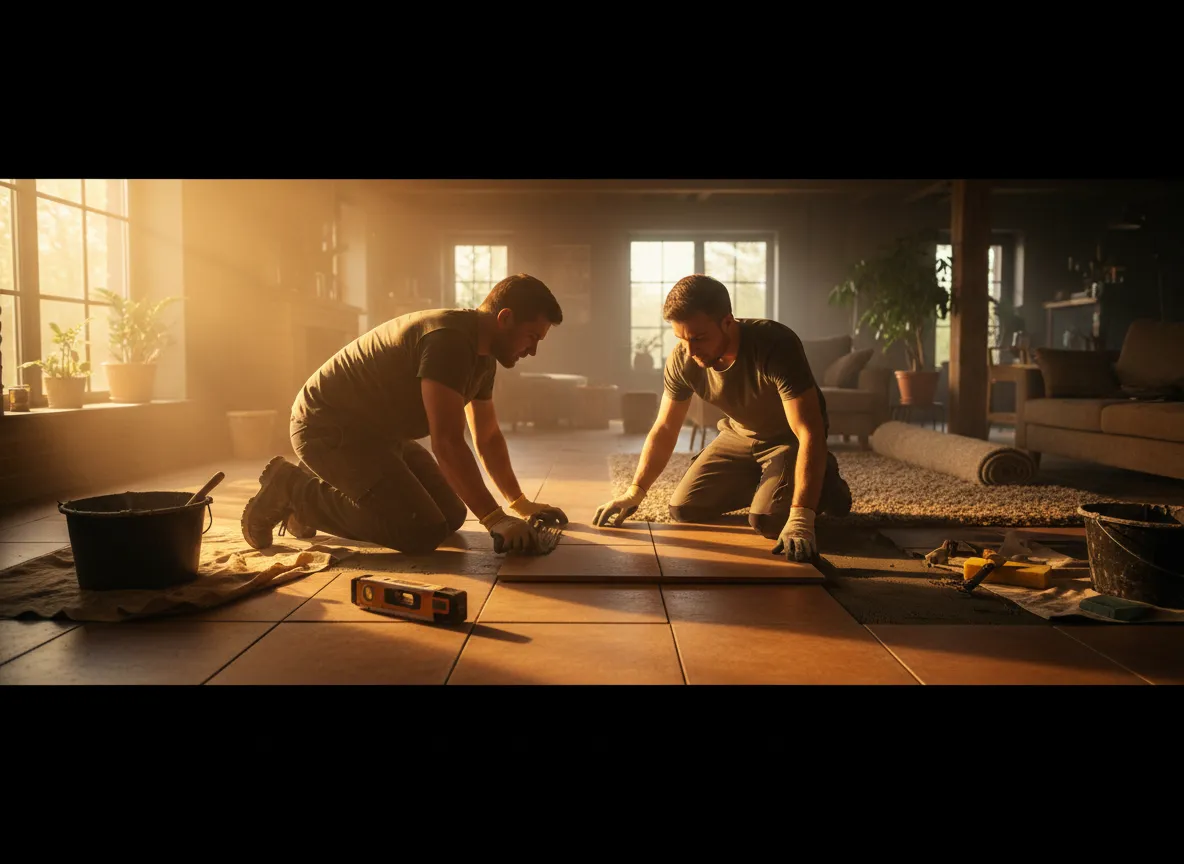 Wide shot of our dedicated teamwork on a job site