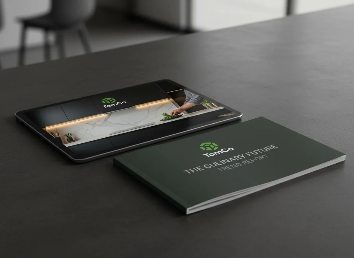 Mockup cover of TomCo’s sexy kitchen and bath trend guide